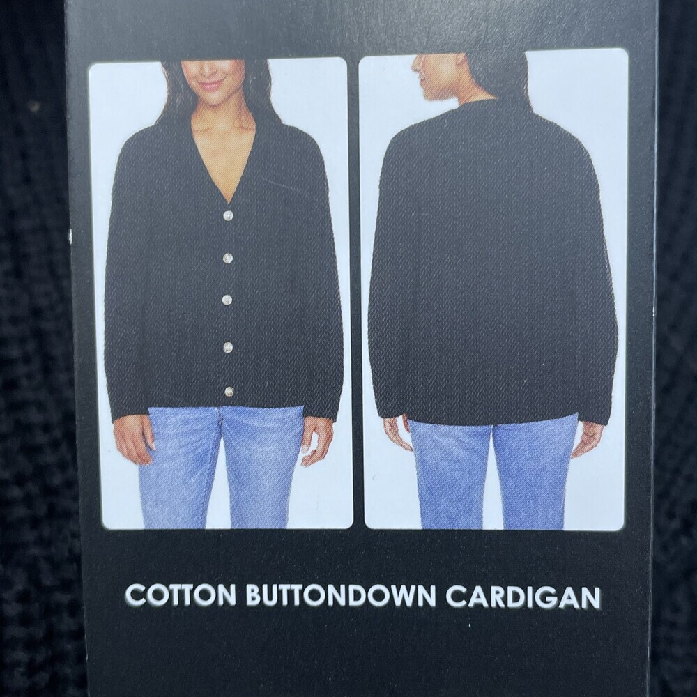 Hudson Women's M Buttondown Cardigan Black Cotton e0569 - Picture 1 of 7